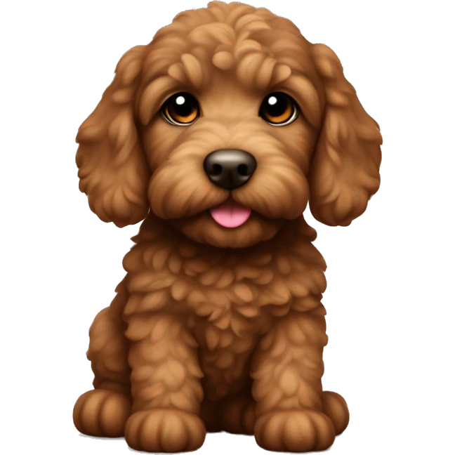 Cute miniature brown labrodoodle puppy  emoji