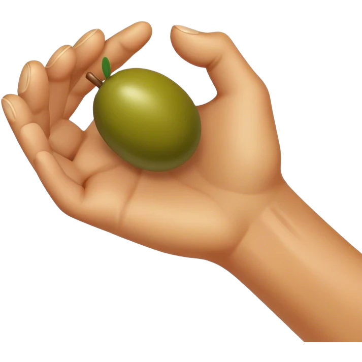 Hand catches 1 green olive emoji
