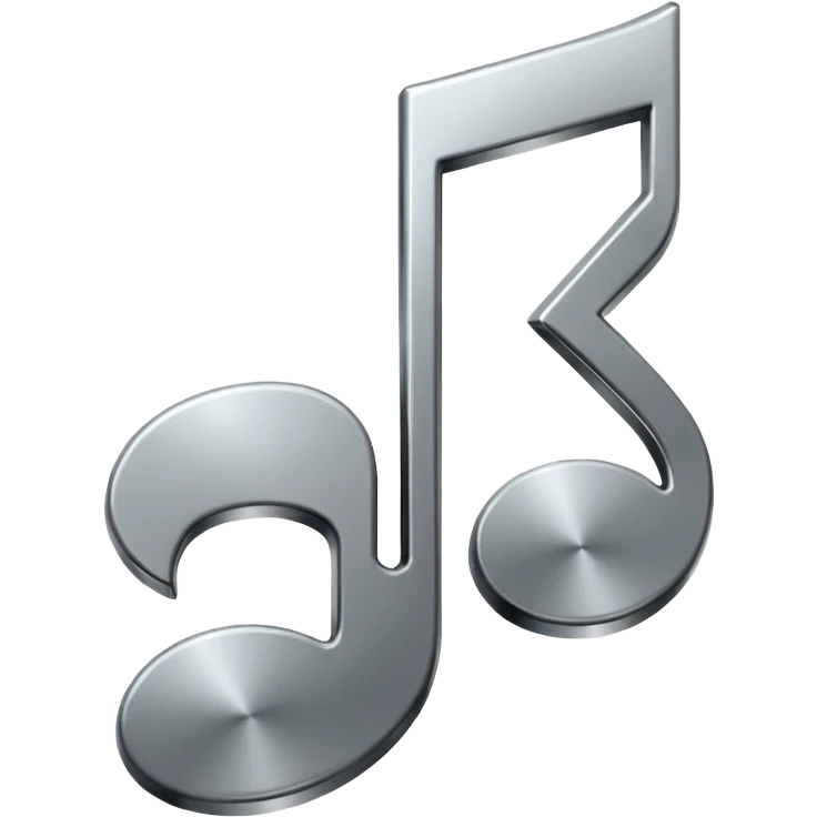 music note with a chromic metal texture, no gold emoji