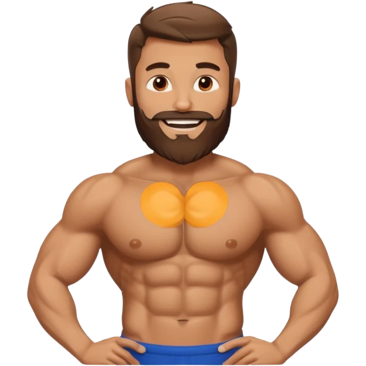 muscular bearded man with fit core abs emoji