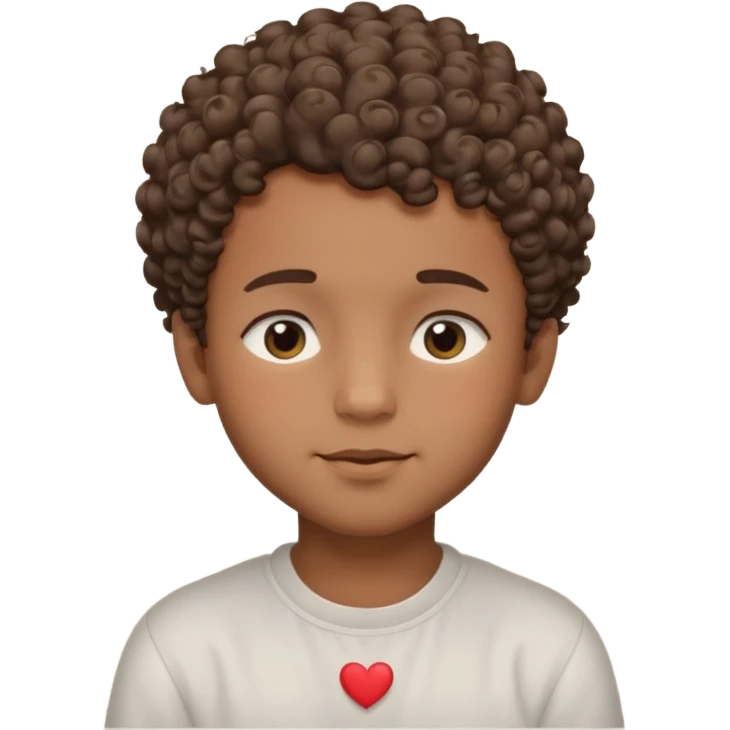 Brown boy with a dro fade haircut his hair is curly dreaming about his girlfriend small smirk on his face eyes closed with a little heart above his head emoji