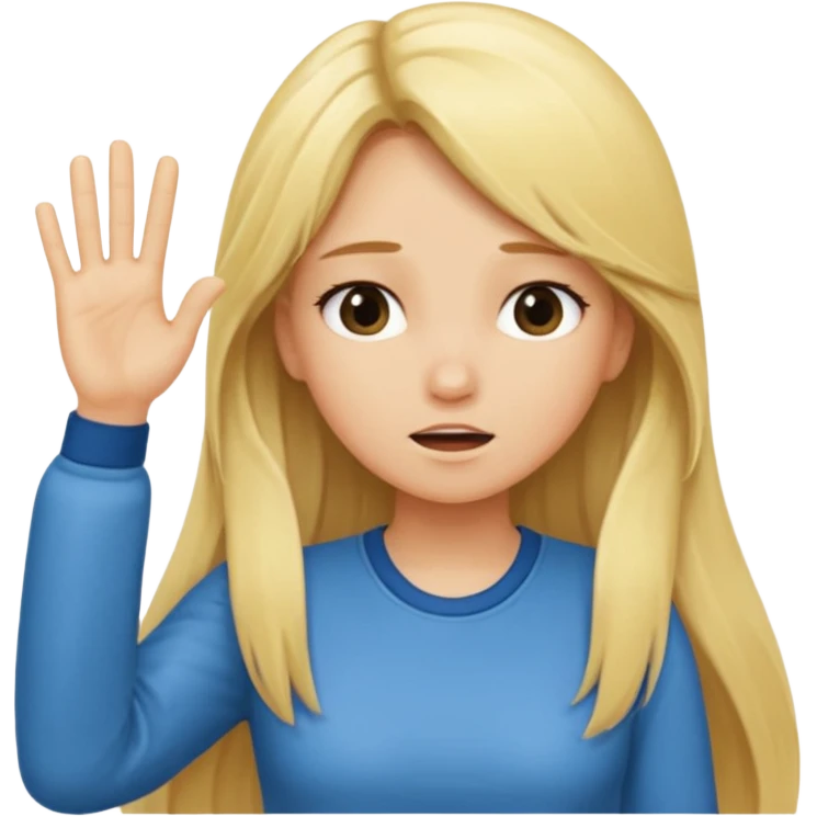blonde cartoon girl long hair making time out gesture emoji