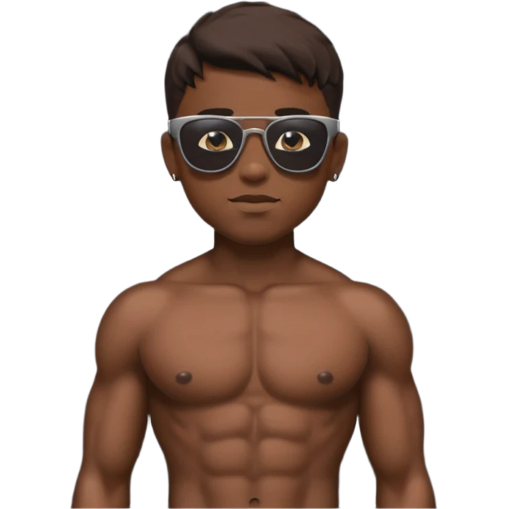 boy naked musclar with sunglasses black emoji