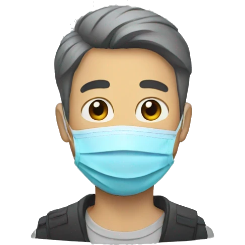 Man with a mask on looking down emoji