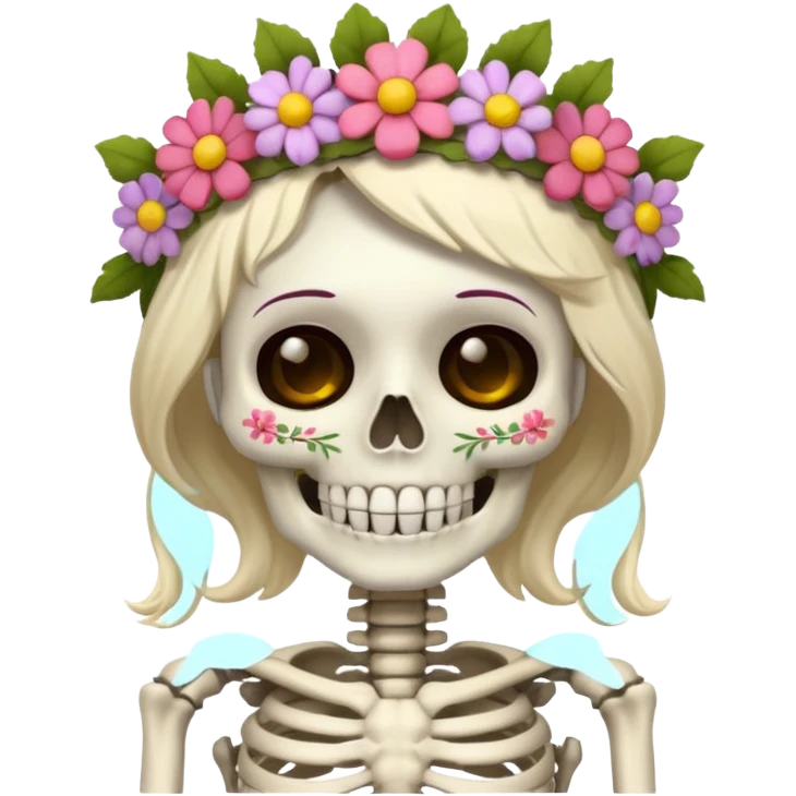 skeleton with flower crown emoji