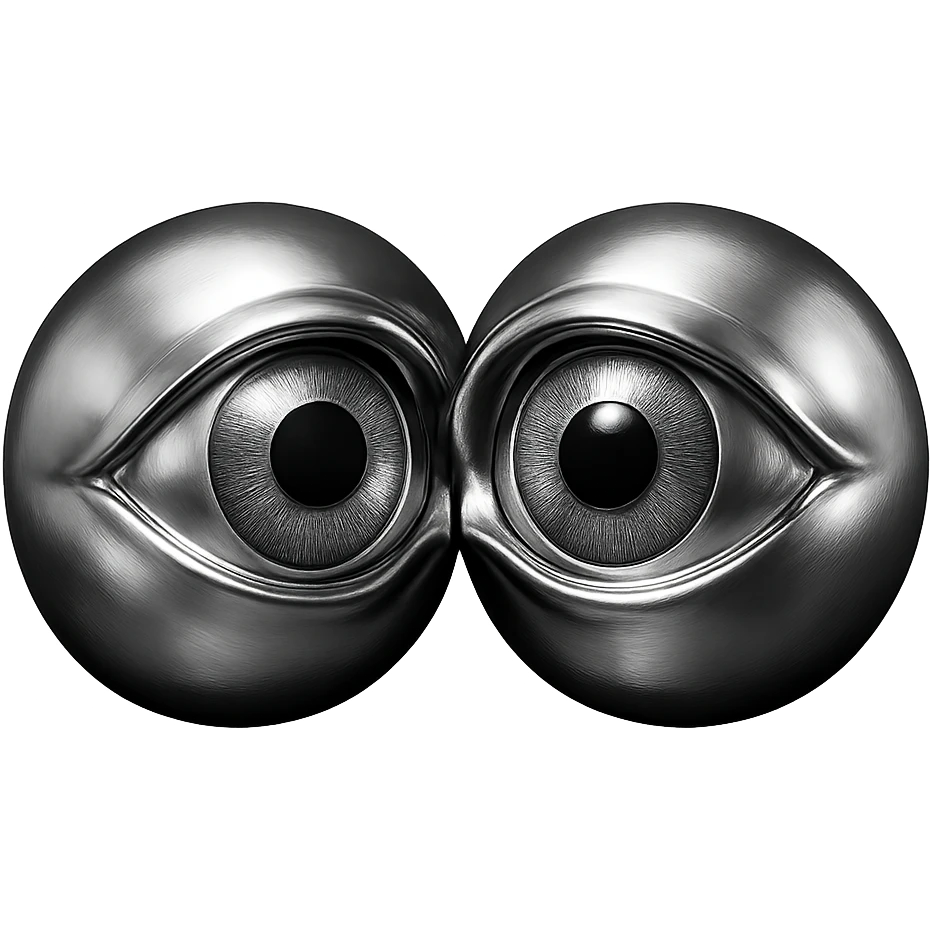 anatomically correct human eyes touching each other in chrome style emoji