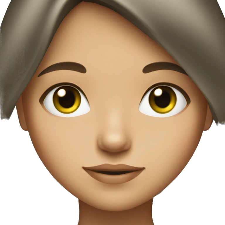 long brunette haired girl with light green eyes emoji