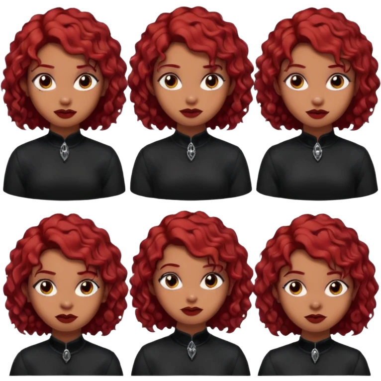 goth girl red hair cacheado médio pele parda, várias expressões  emoji
