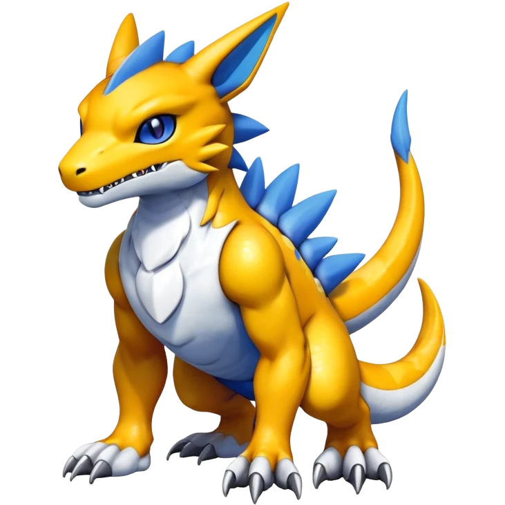 Cute Shiny Agumon-Greymon-Renamon-Fakémon-hybrid-creature (full body)  emoji