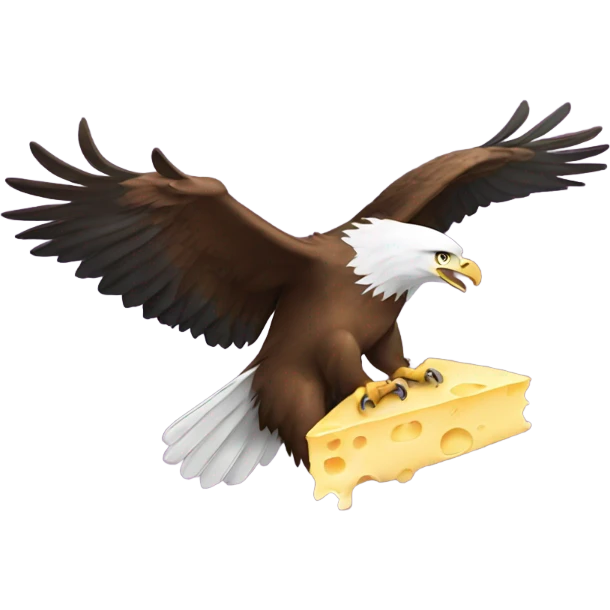 Eagle flying holing a piece of cheese emoji