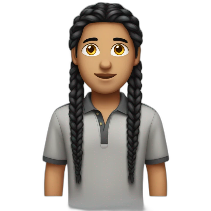 Kris pande middle eastern boy with black hairbox braids and a polo shirt emoji