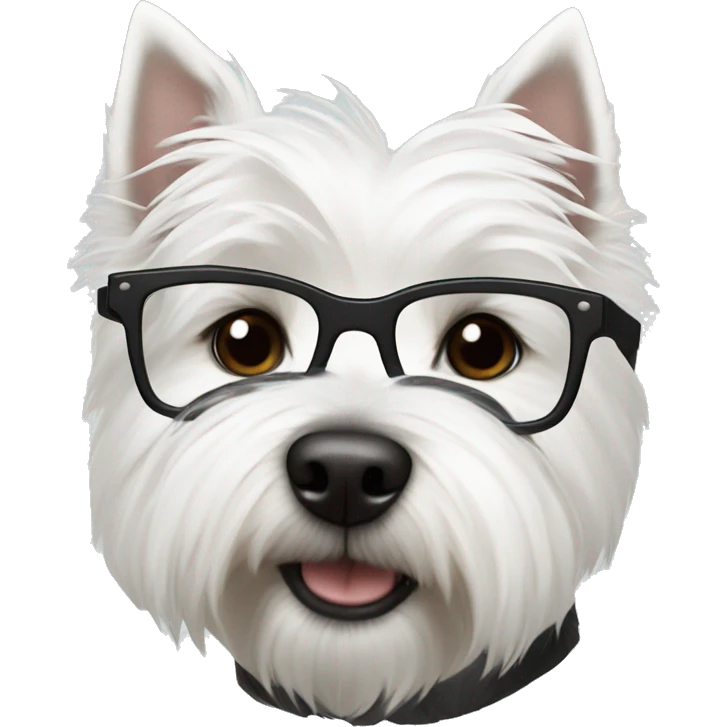 west highland white terrier with black glasses emoji