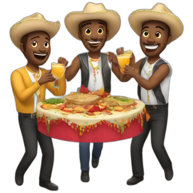 Conjunto de amigos celebrando una fiesta emoji