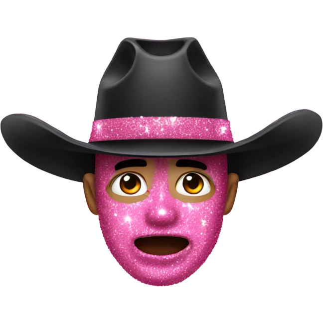 Man with black cowboy hat crying pink glitter happy tears  emoji