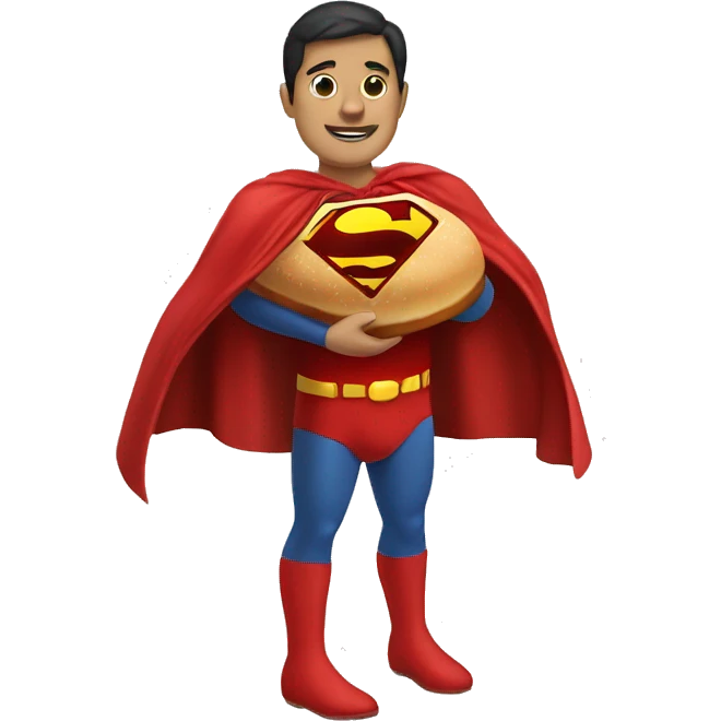 sandwich with a superman red cloak and legs. emoji