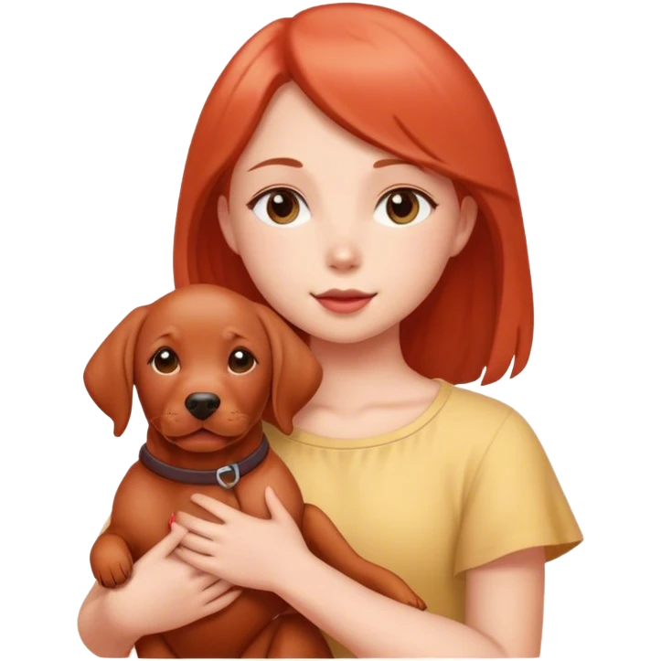 Girl holding a red Labrador  emoji