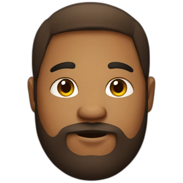 A fat brown person’s face with a light and messy beard emoji