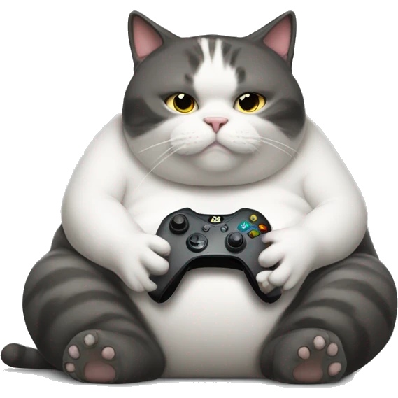 Obese cat playing xbox emoji