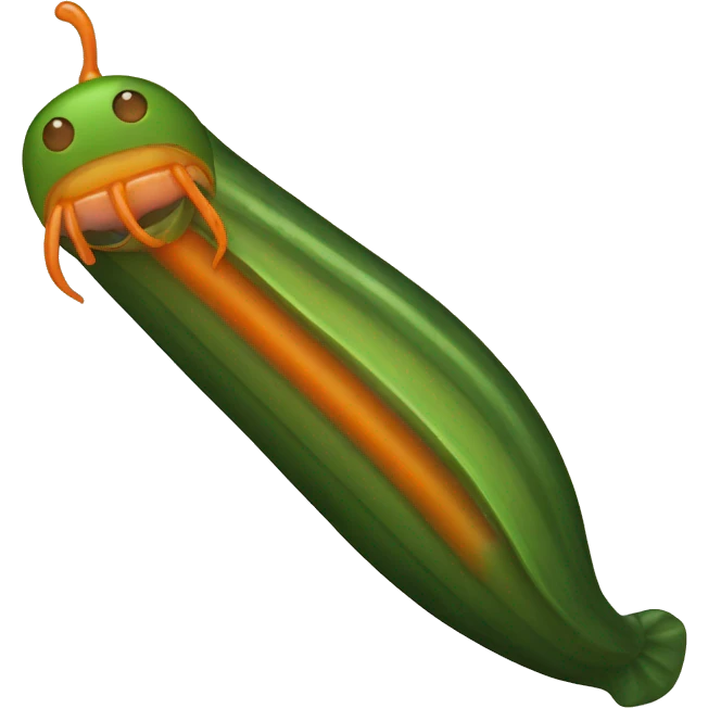 Green and orange striped leech with mouth suction emoji