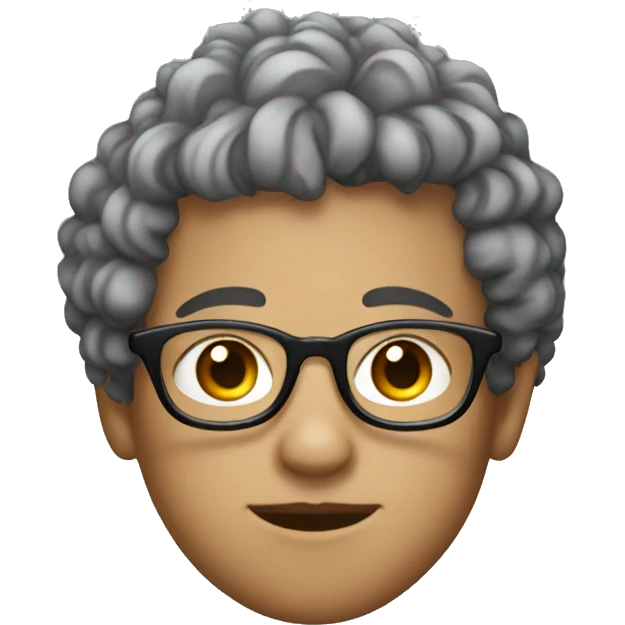 White teenager, with curly hair and skin fade, and glasses emoji