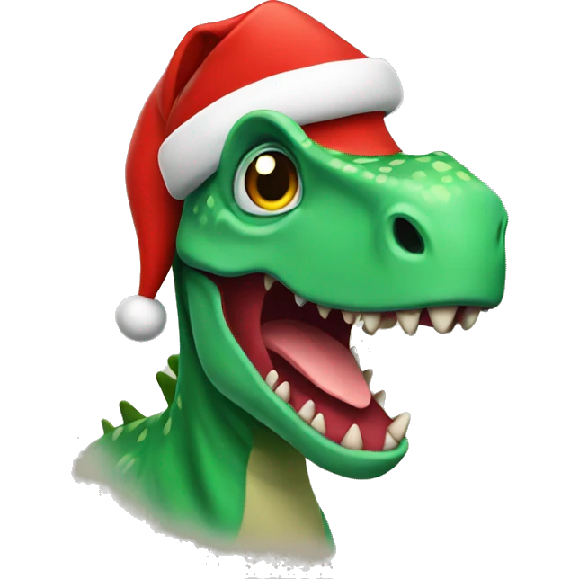 Dino with Christmas hat emoji