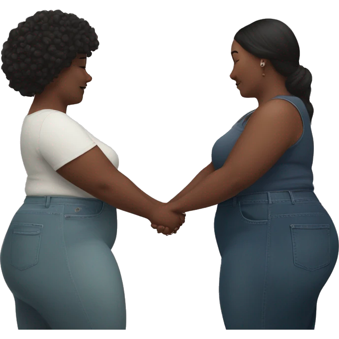 two plus size women holding hands, beautiful, aesthetic  emoji