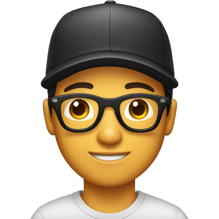Chico joven de 20 años, con gorra negra y gafas oscuras emoji