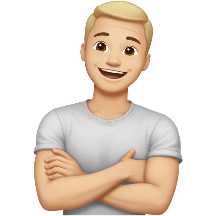 Arms crossed holding neck laughing guy emoji