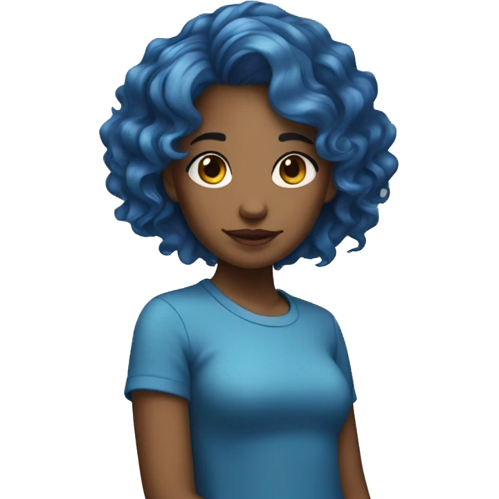 Girl with blue wavy hair  emoji