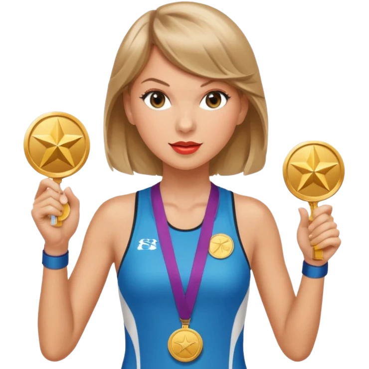 taylor swith picking running a marathon with gold medal emoji