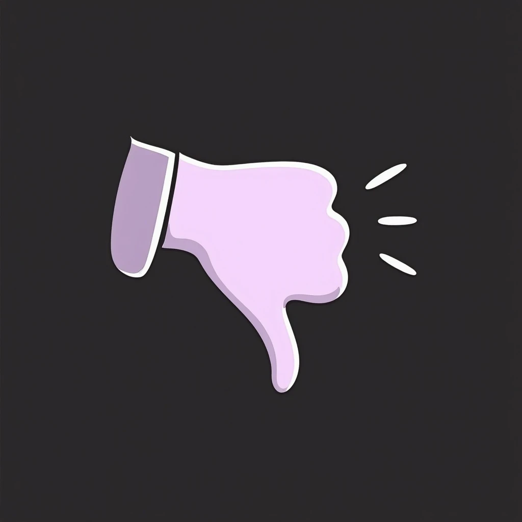 thumbs down emoji in chalk style, soft lilac color palette, rough doodle-like texture, drawn with pastel chalk on a dark surface, aesthetic and emotional Telegram channel, slightly exaggerated thumb emoji