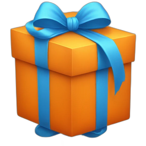 orange gift with blue bow emoji