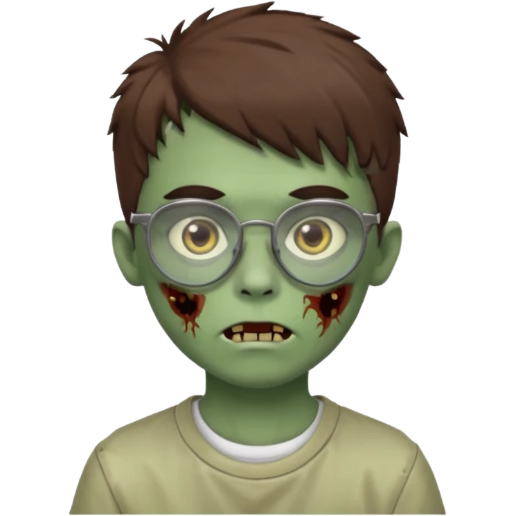 boy zombie with a brown wolfcut haircut and glasses emoji