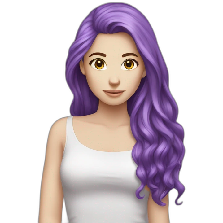 White girl with purple long hair feel boring  emoji