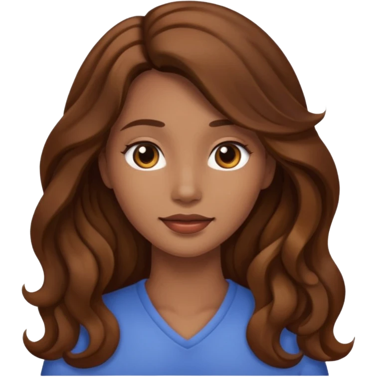 a woman with brown wavy long hair, doesnt have a face, no eyes or lips emoji