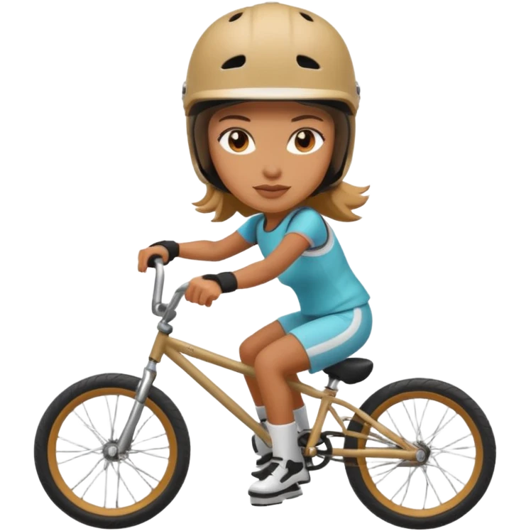 BMX rider woman with helmets emoji