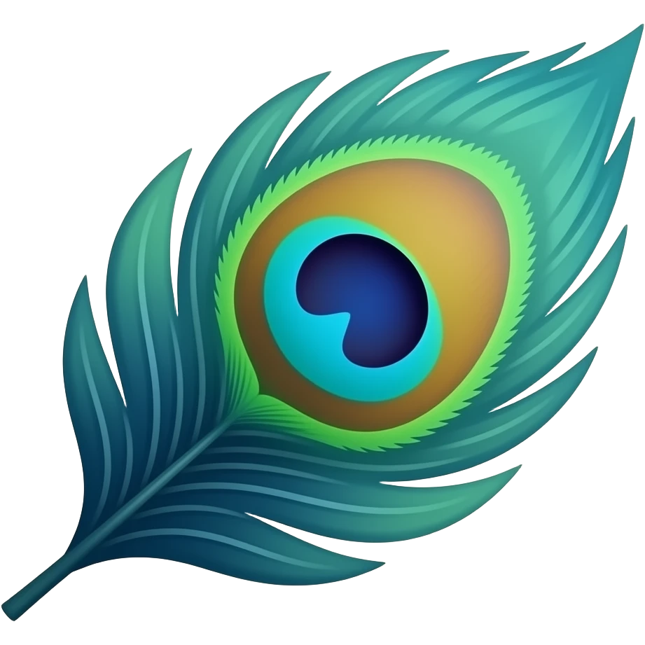 “Create a minimal aesthetic peacock feather emoji (morpankh) with vibrant blue, green, and gold colors, a detailed eye pattern, soft glow, and clean design suitable for Instagram bio.” emoji