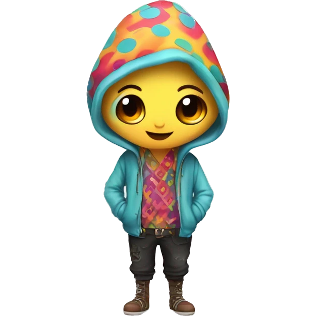a colorful edgy cute kawaii vernid-fionbri with splash patterns full body emoji