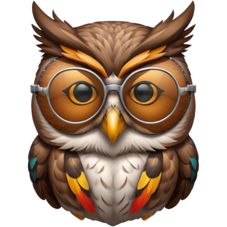 colorful silent owl wearing sunglasses emoji
