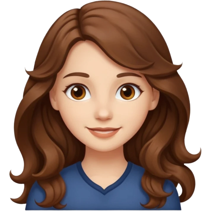 white girl with long wavy brown hair with brown eyes emoji