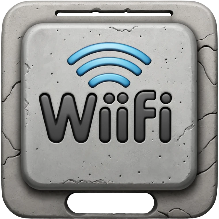 A Block saying "wifi" lying on a street in a quiet village emoji