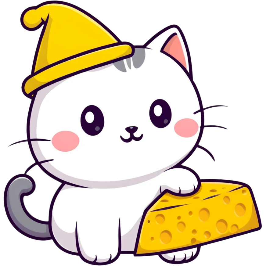 cheese cat wearing a yellow hat emoji