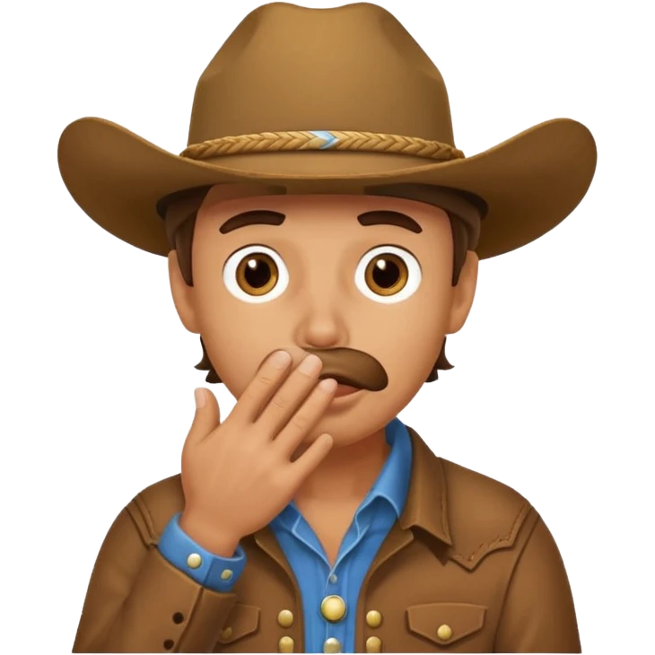 cowboy making oops expression covering mouth emoji