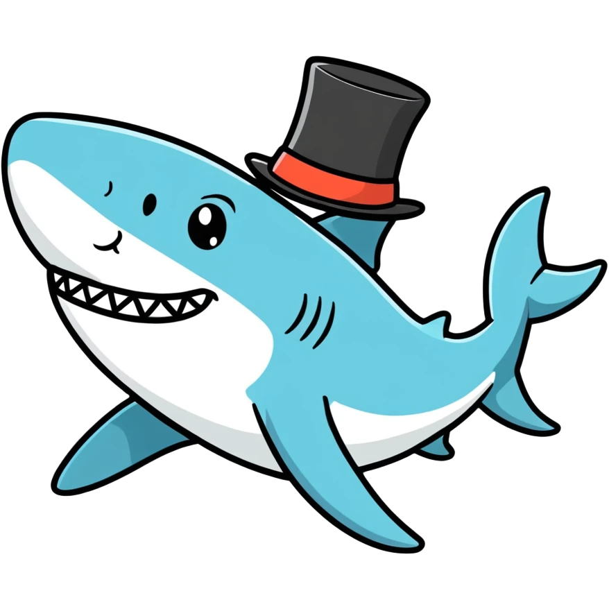 Shark with a top hat emoji