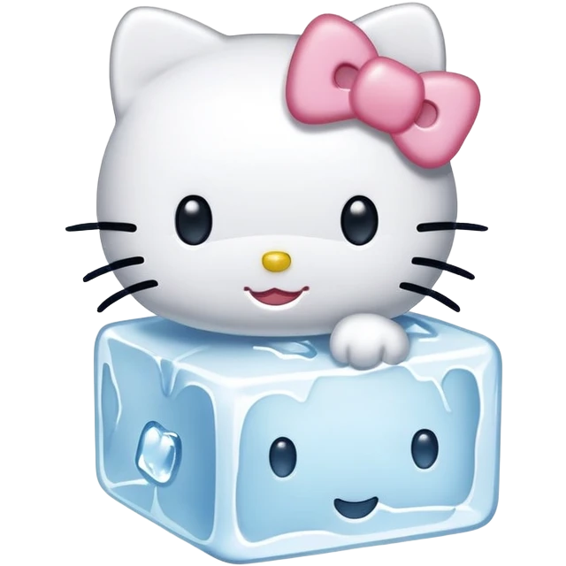 Hello kitty holding ice cube emoji