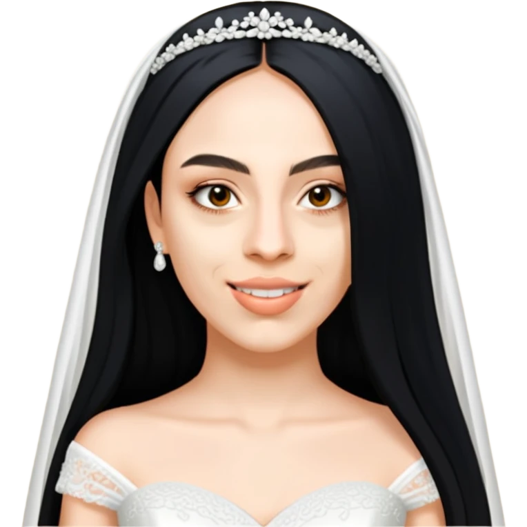 Woman with long black hair in wedding dress emoji