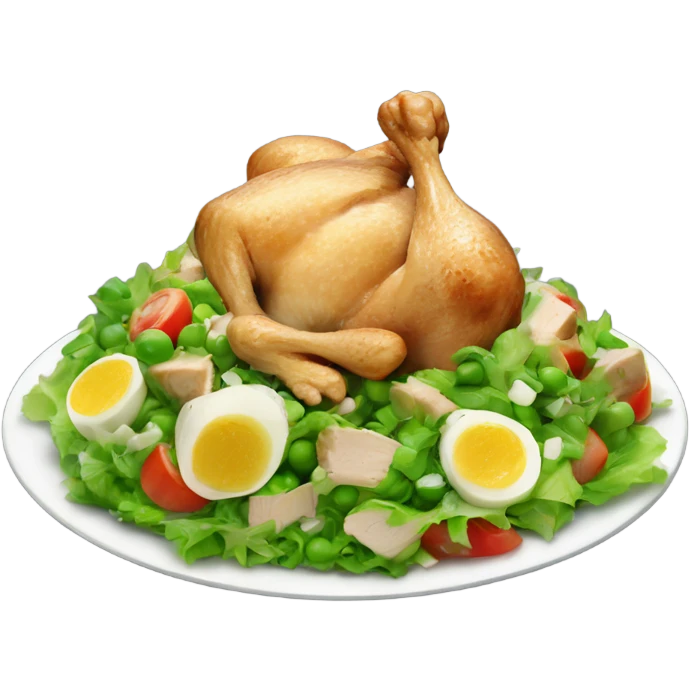 chicken ceaser salad with pea emoji