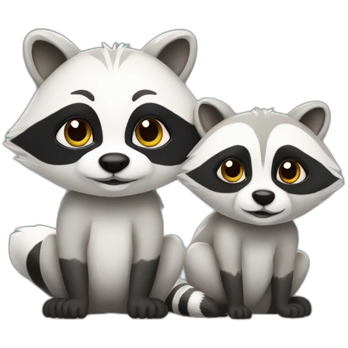 white racoon with normal racoon emoji