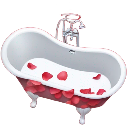 Tub with rose petals red emoji