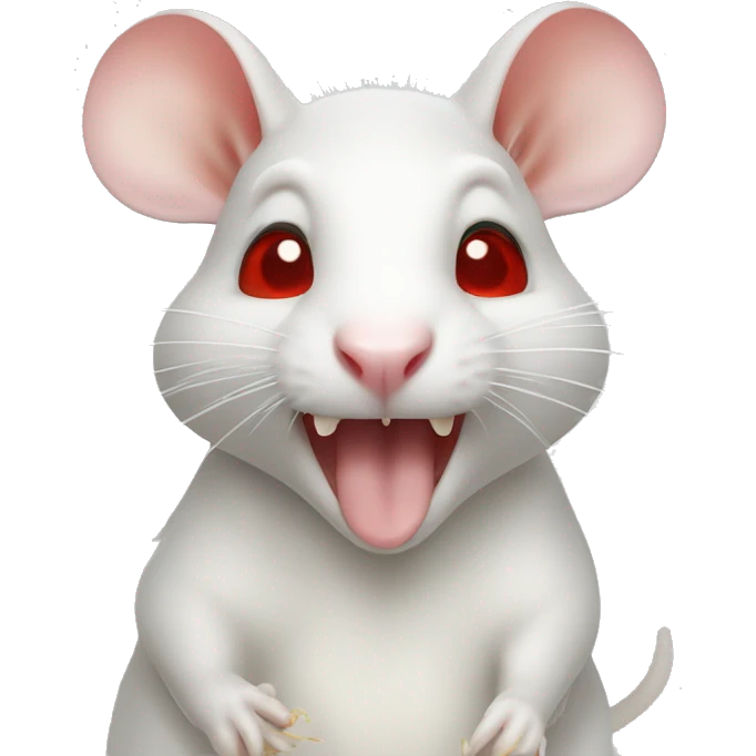 White rat with red eyes eating cheese emoji